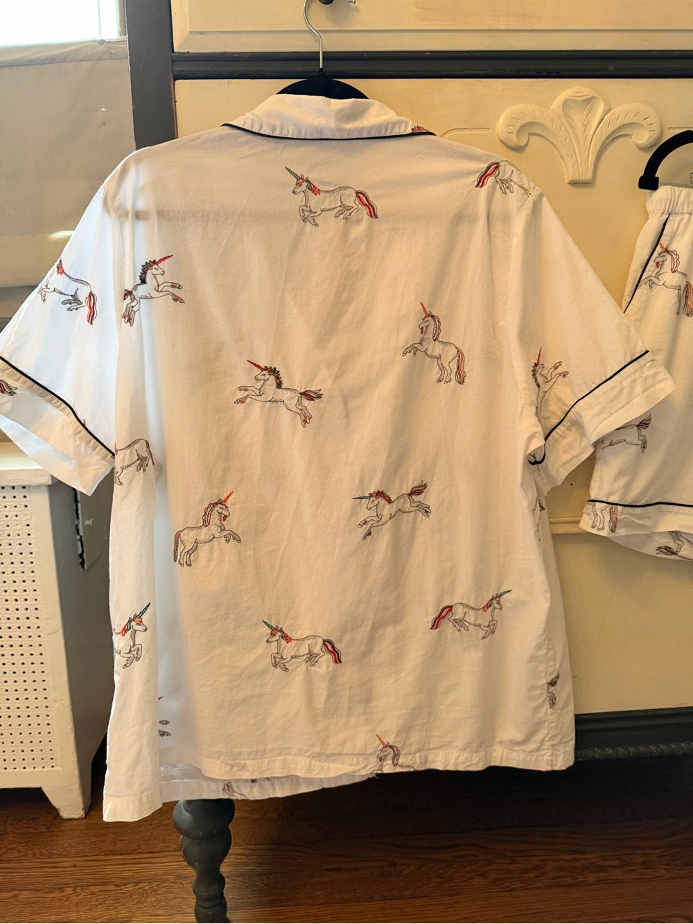 Printfresh Embroidered White Unicorn Short PJ Set Organic Cotton Size Large - Picture 6 of 10